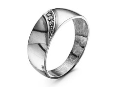 Широкое серебряное кольцо с фианитами